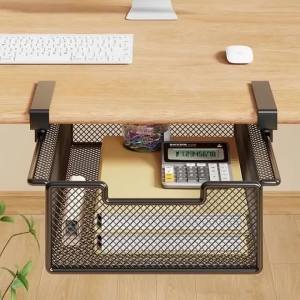 FFBH Under Desk Drawer Organizer Rack Sliding Storage Racks Multifunctional Metal Desk Organizers Shelf Aesthetic Floating Shelves H5K8Q