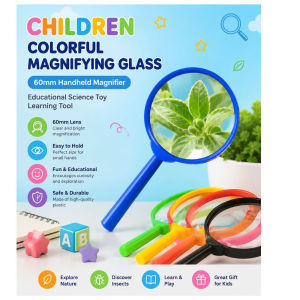 Children Colorful Magnifying Glass 60mm Handheld Magnifier Educational Science Toy Learning Tool