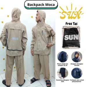 SUN jas hujan Backpack jumbo Dewasa Pria Wanita Mantel sun original raincoat melindungi ransel