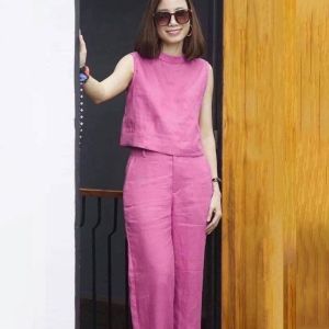 Short Casual Suit Casual Suit Womens Casual Suit Loose Long Pants Linen Linen Casual Suit