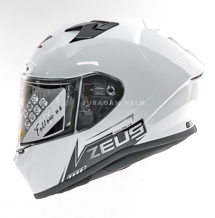Zeus ZS826 BK19 White/Black Helm Fullface Flat Visor M Lazada Indonesia