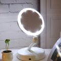 Cermin make up lampu led cermin rias bulat kotak lipat lampu led portable aesthetic mini lampu standing kaca kecil persegi pembesar cembung cekung meja rias unik yang ada lampu ring light. 