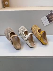 Flat-Soled Mesh Breathable Half-Slippers For Women 2025 New Spring/Summer Vintage Breathable Closed-Toe Slippers