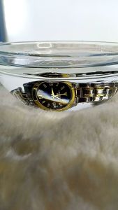 Seiko automatic hand movement two tone black dial