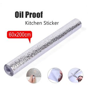 DISERVSTORE Wallpaper Dapur Kitchen Oil Proof Waterproof Self Adhesive Aluminum Foil Stickers Pelekat Dinding Dapur 60x200cm Sticker Memasak Pelekat Wallpaper Foil Penghadang Anti Minyak Air Kalis Dinding Gas Masak Stiker Dapur Anti Kotor Alas Lapik Meja