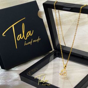 TALA hand made Necklace 18K Gold Star & Moon Pendant Jewelry Women Non-allergic With Premium Gift Box
