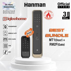 HDB/BTO BUNDLE (2-WAY SYNC) - IGLOOHOME MT1 (WOODEN DOOR LOCK) + RM2F (METAL GATE LOCK WITH FINGERPRINT) + MOBILE APP + ONE TIME PIN + REMOTE CONTROLLER (FREE INSTALLATION + 3 YEAR PARTS WARRANTY + LIFETIME TECHNICAL SUPPORT)