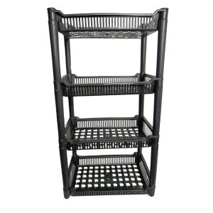 COD DVX 4-Layer Black Corner Shelf with Curved Design Multipurpose Plastic Rack Organizer