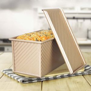 T6JOB1 Alloy Rectangle Aluminum Baking Toast Cake Pastry Kitchen Tool With Lid Cake Tin Box Pullman Loaf Pan Bread Toast Mold Baking Pan