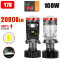 2pcs Lampu LED Utama Y7D Y6D 24 Volt Projector Mini H4 Truk Bus Canter Fuso Tronton Kipas RHD LHB Bi H4 mini Projector H4 projie Cut Off Motor Mobil - Putih. 