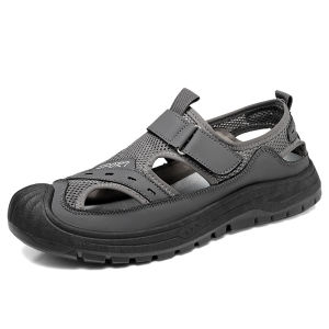 Free Shipping MenS Non-Slip Wear-Resistant Lightweight Breathable Closed-Toe Mesh Sports Sandals Fashionable And Versatile With Velcro Straps