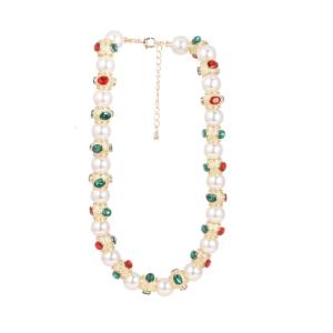 Phong Cách Thời Trung Cổ Thủy Tinh Ngọc Trai Màu Đỏ Màu Xanh Lá Cây Chuồn Chuồn Mắt Tôn Tạo Vòng cổ dây đeo cổ Hợp kim kẽm Xây Dựng