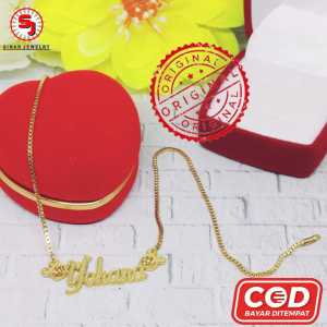 Kalung Liontin Nama Sendiri Mickey Mouse & Kalung Titanium Lapis Emas 24k