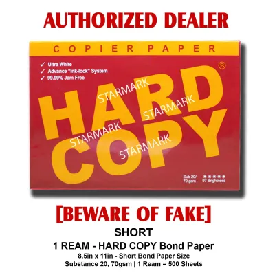 Hard Copy Bond Paper SHORT Bond Papers 8.5x11 inches Substance 20 70gsm 500 Sheets AUTHENTIC Starmark Enterprises - 1 Ream