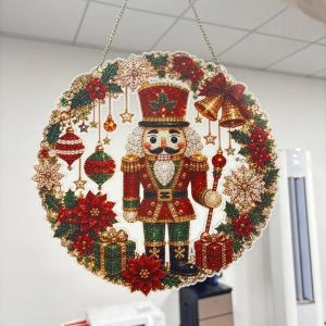 Sacesr 2D Flat Christmas Ornament Wreath Shape Lightweight Window Hanging Sign Vintage Acrylic Door Hanging Decor Holiday Gift 7P3H9