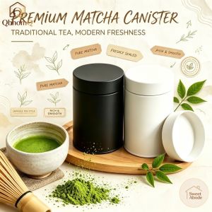 QbhomQ Tinplate Storage Canister Tea Canister Food Grade Double Layer Sealed for Matcha Coffee Sugar