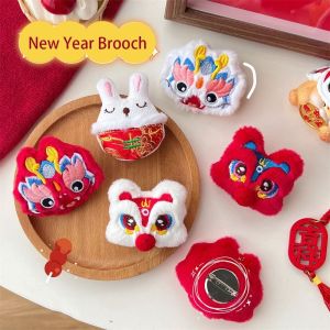 FlickS cny decoration 2026 新年装饰品摆件 Loong Spring Festival Pin Lucky Dancing Lion Chinese Style Pin Cartoon Breastpin New Year Badge Lunar New Year