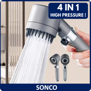 Kit 4 In 1 High Pressure Massage Shower Head With Filter Handheld 3 Mode Shower Head Water Saving Kepala Pancuran 高压花洒