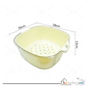 HOVELSHOP Baskom Peniris 2 In 1 Tempat Wadah Cuci Buah Sayuran Serbaguna Drainer Double Layer