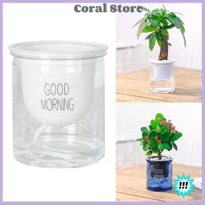 【Coral】💖【HOT SALE】🎈🎈 Transparent Flower Pot Self-Watering Plant Flower Pot Home Garden Decoration