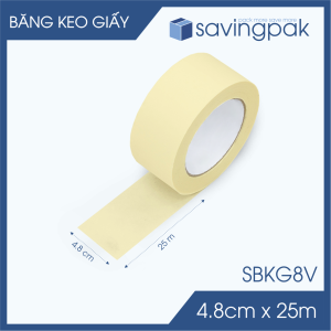 SBKG8V - Block 3 cuộn băng keo giấy khổ 4.8cm x 25m - Băng dính giấy viết được chặn màu sơn