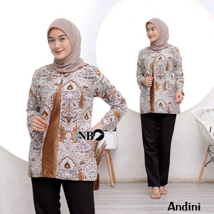 Andini Blouse Batik - Blus Batik Kerja - Baju Batik atasan - Model Baju ...