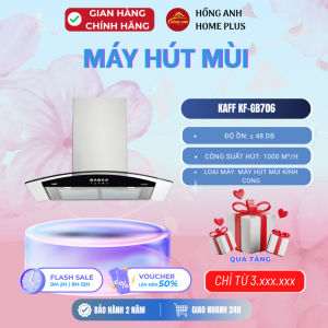 Máy hút mùi kính cong Kaff KF GB706 inox kính chịu lực công suất 1000m3/h thiết kế hiện đại