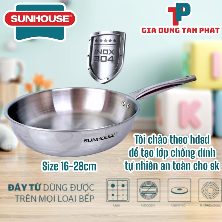 Chảo inox 304 đa lớp Sunhouse IN20M6 (CÁN INOX - inox 304) hoặc IN20M3 ...