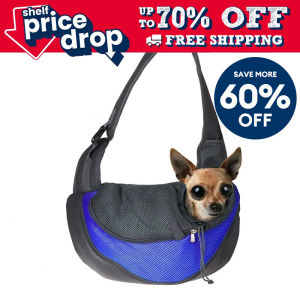 Pet Sling Carrier for Small Dogs & Cats Hands Free Puppy Carrier with Safety Hook Large Zipper Pocket Soft Breathable Mesh Adjustable Strap Pet Carrying Supplies Crossbody Shoulder Bag