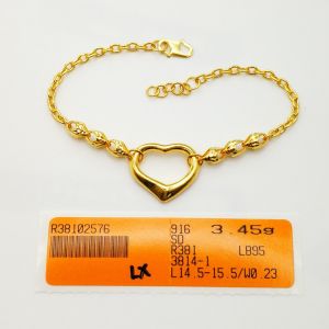 Yon Hing Rantai Tangan Sauh Siput Love Emas 916