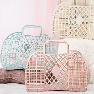 Laundry Basket Detachable Shower Basket Plastic Bath Basket Bathroom Hollow Wash Storage Basket Beach Tote Bag