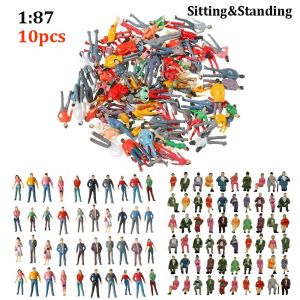 GOLDVAULT 10pcs 1:87 Scale Model Building People Figures Different Poses Mixed Color Passengers Stand/Sit People Model Train Scenery Simulation Doll