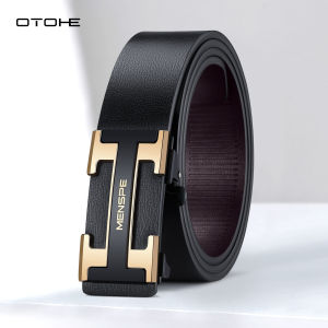 OTOHE Mens Belt Men Fashion Belt Men Genuine Leather Belts H Letter Pattern Belt Two-layer Cowhide Automatic Buckle Belts Brand Luxury High Quality Business Strap Male Waistband for Men
