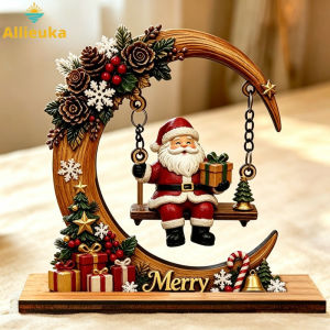 Allieuka【HOT】Christmas Decorations Christmas Wooden Swing Tabletop Xmas Desktop Centerpiece Decor for Holiday Home Display