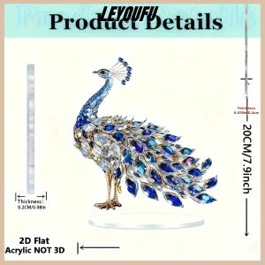 LEYOUFU 1Pcs 2D Phẳng Acrylic Bức Tượng Sang Trọng Pha Lê Con Công Trang Trí Bàn Trang Trí Cho Phòng Ngủ Phòng Khách Văn Phòng