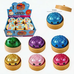2PCS Squishy Dumpling Toy with Box Stress Relief Soft Pinch Bun with Steamer for Kids Adulit Gift