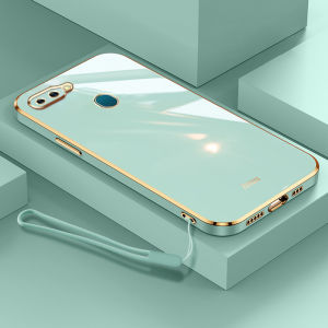 VRQR Soft Phone Case For OPPO A12 A5S A7 F9 Pro A11K Candy Color 2022 New Design Luxury Plating Case cover with Free Lanyard