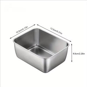 3Pcs Stainless Steel Food Storage Box with Lid Kitchen Fresh-keeping Box Rectangle Fruit Dish Leftover Container Lunch Box