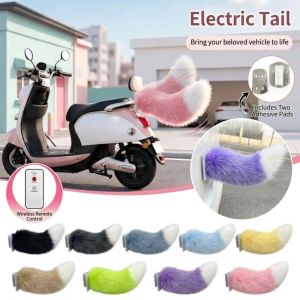 WAPKTY Rechargeable Remote Control Electric Bicycle Tail Realistic Fluffy Car Wagging Moving Tail Versatile Motorcycle Tail Ornament All Vehicles