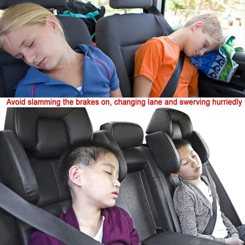 Universal Headrest Car Seat Head And Neck Support Pillow Leather For Sleeping Nap Support Fitted Seat Pillow Car Functional Travel Car Accessories