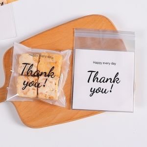 100Pcs Cookies Packaging Bag Bread Plastic Packaging Bag Self Adhesive Banana Loaf Bread Pastry Bag
