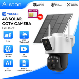 YOOSEE T2 6MP 4G SIM Solar-Powered Outdoor Security Camera with 365-Day Battery Life 10400mAh IP66 AI Human Detection 8X Zoom Dual Lens and Two-Way Audio