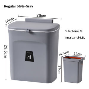 Onetwone Cabinet wall mounted trash can Kitchen space saving hanging Garbage Bins Detachable Waste Bins Kitchen cupboard Recycling Bins Garbage Bins with lid 9L