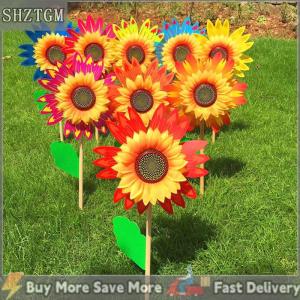 [COD] SHZTGM กังหันลมรูปดอกทานตะวันสีสันสดใสสำหรับตกแต่งงานปาร์ตี้ตกแต่งสวนการตั้งแคมป์กลางแจ้งการตกแต่งสวนลานปิคนิค