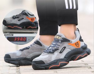 QINHUIZE Spring New Safety Shoes Steel Toe Cap Anti-smash Anti-stab Work Shoes Light Wear-resistant Casual Hiking Shoes Outdoor Lightweight Work Safety Boots Men