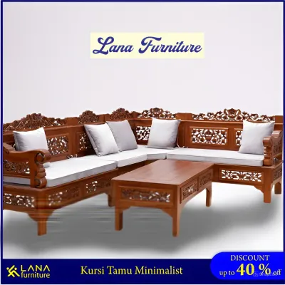 Kursi Sudut Kayu Jati Ukir Tangan Bagong | Desain Minimalis untuk Ruang Tamu