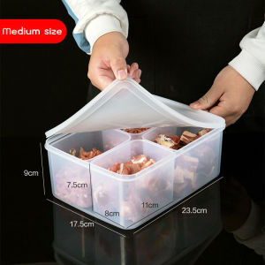 Transparent Storage Box Airtight Lid 4 Compartment Fridge Organizer Container Meat Fruit Veggie Keeper