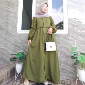 Gamis Anita Rempel Lengan Balon | DressWanita Simpel  Ity crepe Modis Polos