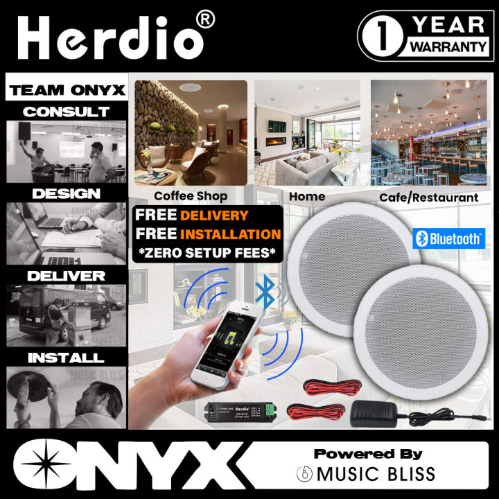 Best Budget Ceiling Sound System Herdio HCS528BT (Pair) 5.25" Ceiling Speakers Home Recessed