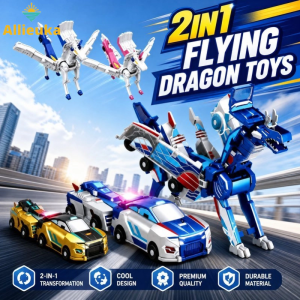 Allieuka Transforming Robot Car Flying Dragon Unicorn Toy Collision Deformation ABS Plastic Kids Toy Gift
